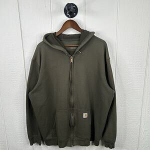 Y2K Forest Green Full-Zip Carhartt Hooded Jacket X-Large